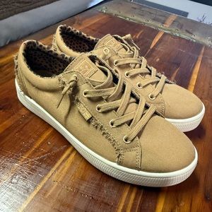 BOBS from Skechers Tan Suede Sneakers with White Soles